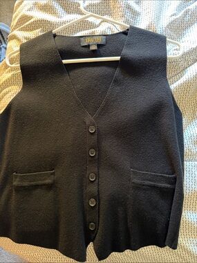 Truth Black V-Neck Button Front Sweater Vest